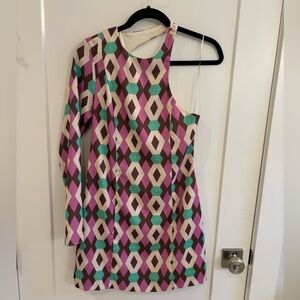 Zara asymmetrical dress geometric pattern size small